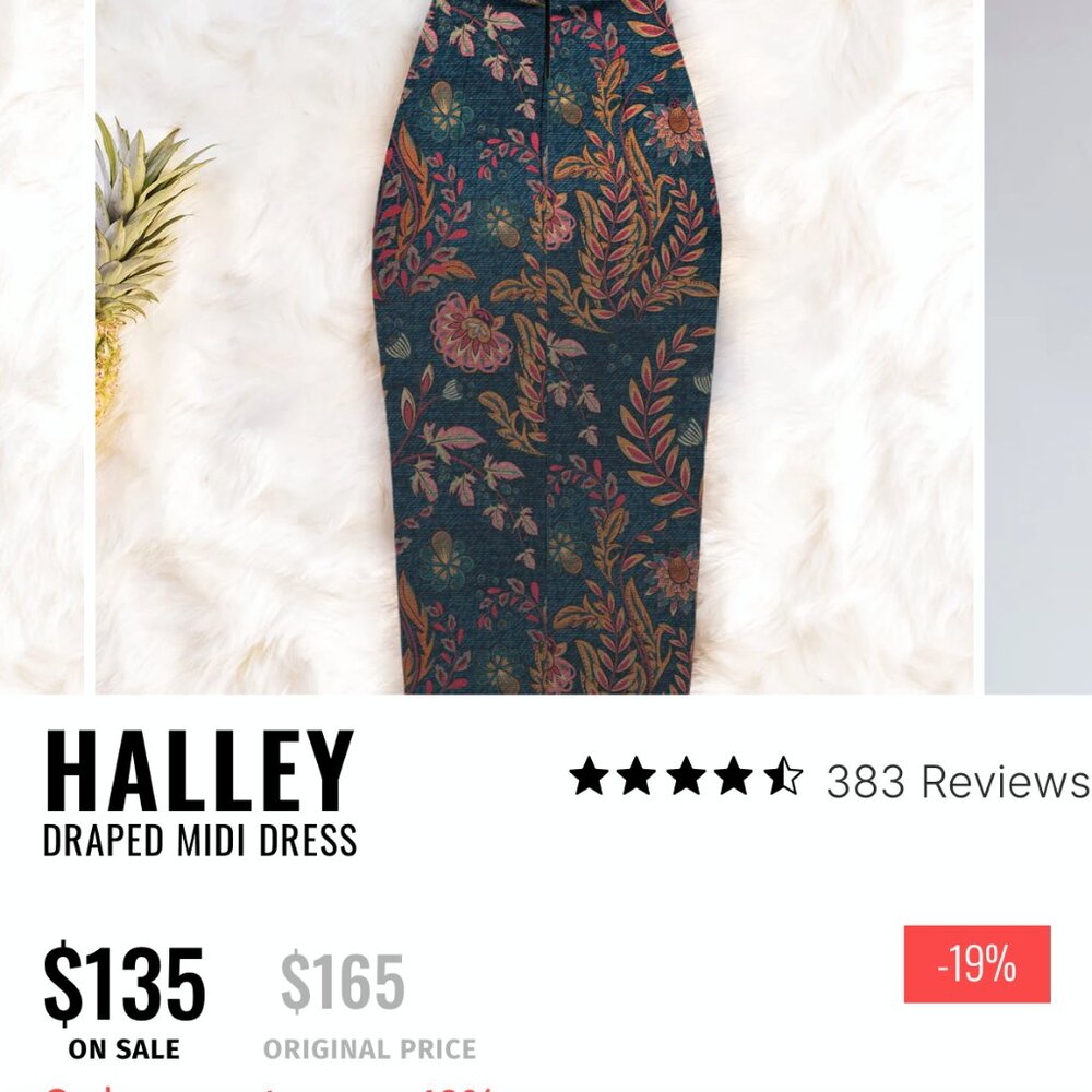 NEW Averie Halley Draped Midi Tropical Cocktail Evening Dress - Picture 5 of 12